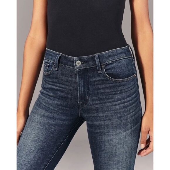 Abercrombie & Fitch The Super Skinny Ankle Mid Rise Raw Released Hem Jeans, 27 - Picture 6 of 16